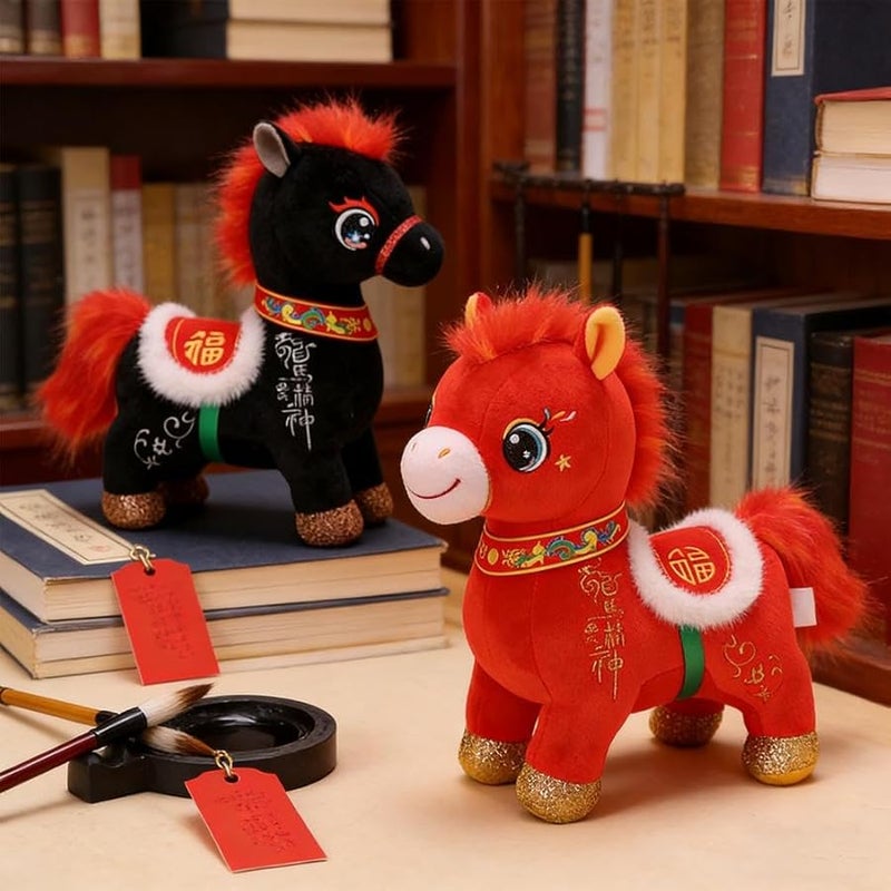 Red Chinese Zodiac Horse Plush Toy 6 30 Inch Lucky Mascot New Year Home Decor Gift - Image 3